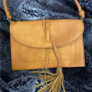 Free People Tan Leather Crossbody Bag